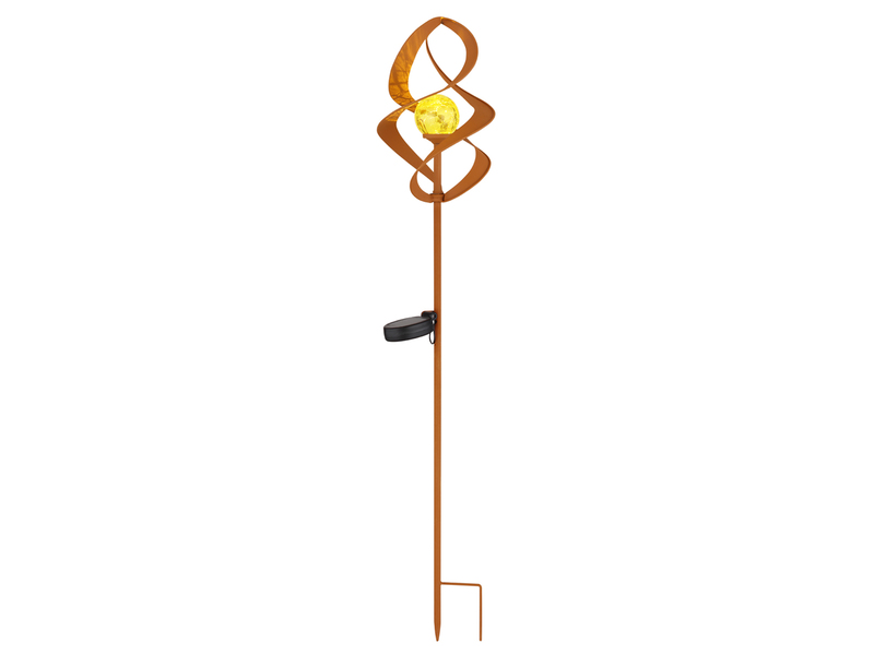 LED Solar Gartenstecker mit Erdspieß drehbar aus Metall in Rostoptik, Höhe 90cm
