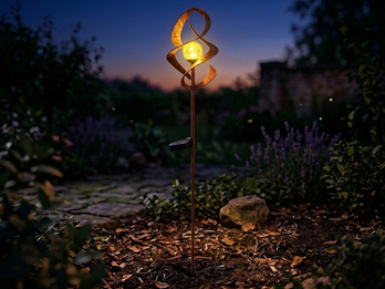 LED Solar Gartenstecker mit Erdspieß drehbar aus Metall in Rostoptik, Höhe 90cm
