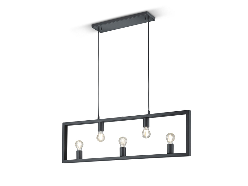 Pendelleuchte 5-flammig Metall Schwarz Breite 100cm