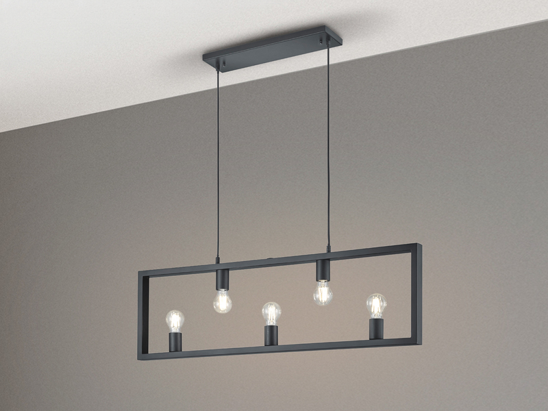 Pendelleuchte 5-flammig Metall Schwarz Breite 100cm