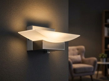 LED Wandleuchte BOWL Silber mit Schalter, dimmbar & CCT Lichtfarbe, Breite 20cm