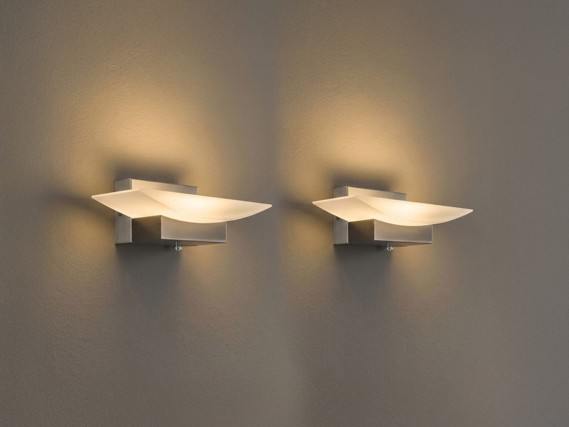 2er SET LED Wandleuchten Silber mit Schalter, dimmbar & CCT, Breite 20cm