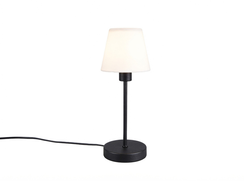 Tischlampe MATHA II Schwarz Glasschirm Weiß mit Touchfunktion, Höhe 32cm
