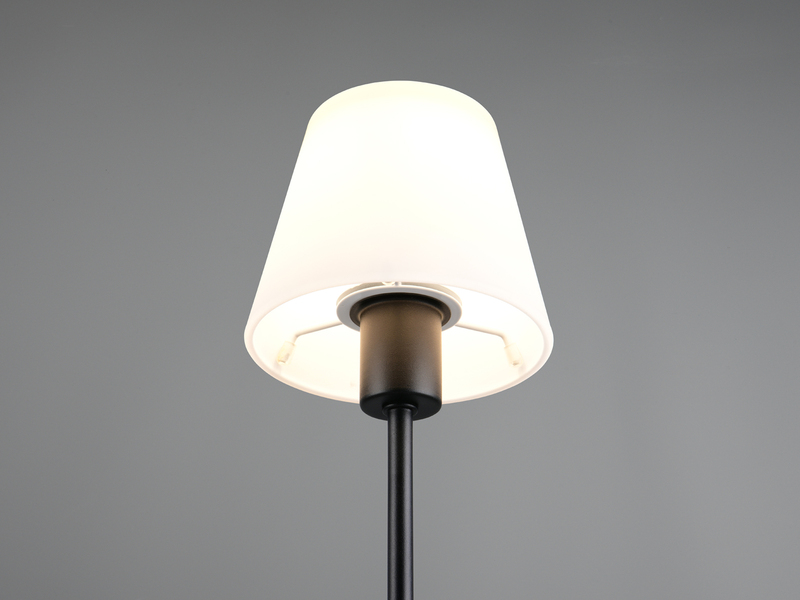 Tischlampe MATHA II Schwarz Glasschirm Weiß mit Touchfunktion, Höhe 32cm