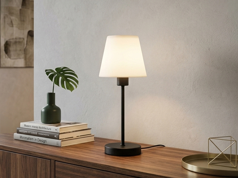 Tischlampe MATHA II Schwarz Glasschirm Weiß mit Touchfunktion, Höhe 32cm
