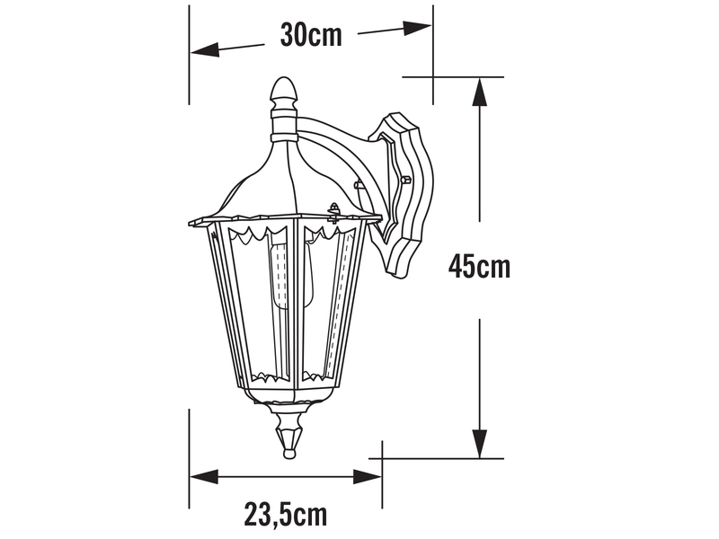Große LED Außenwandleuchte Laterne hängend aus Aluminium Grün, Höhe 45cm