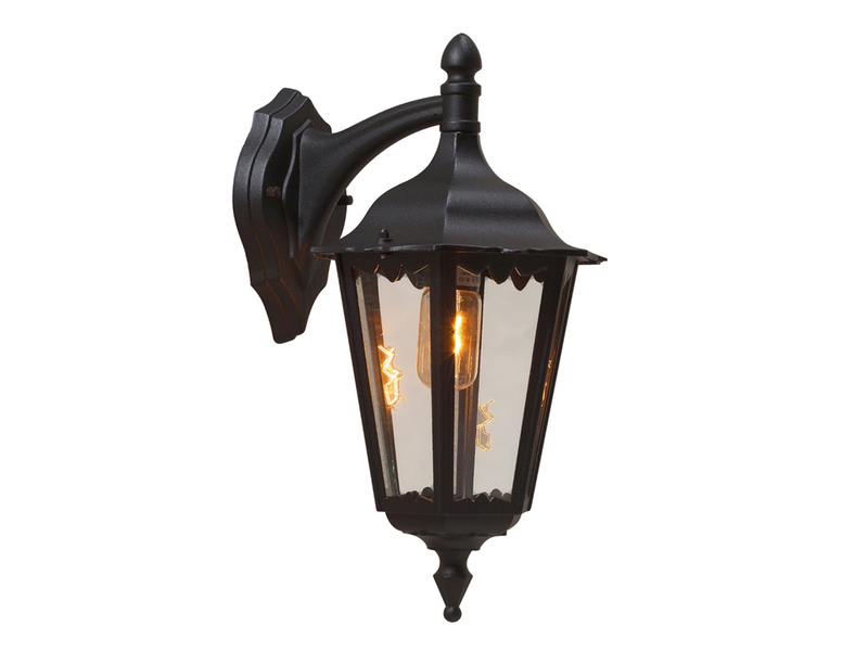 Große LED Außenwandleuchte Laterne hängend aus Aluminium Schwarz, Höhe 45cm
