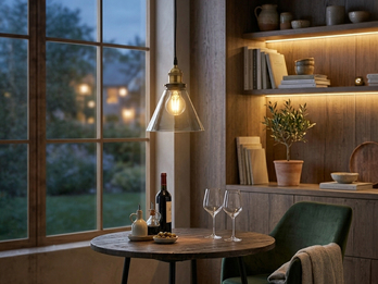 Pendelleuchte einflammig Metall Schwarz & Glasschirm Ø 18,5cm