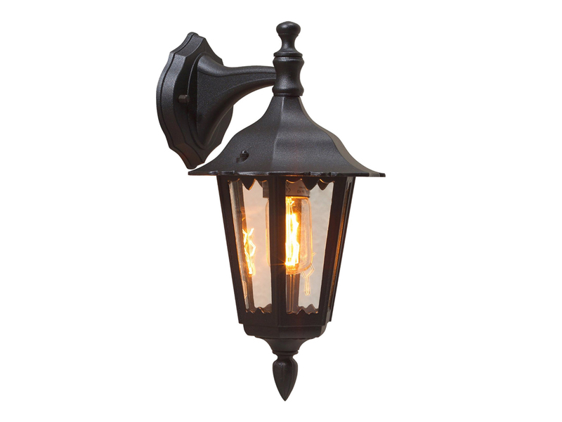 LED Außenwandleuchte Laterne hängend aus Aluminium Schwarz, E27, Höhe 39cm