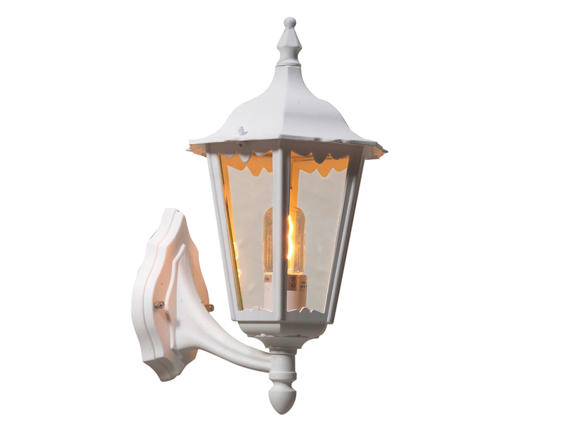 Große LED Außenwandleuchte Laterne stehend aus Aluminium Weiß, Höhe 44cm