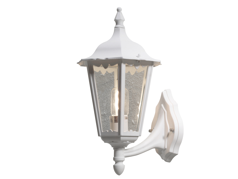 Große LED Außenwandleuchte Laterne stehend aus Aluminium Weiß, Höhe 44cm