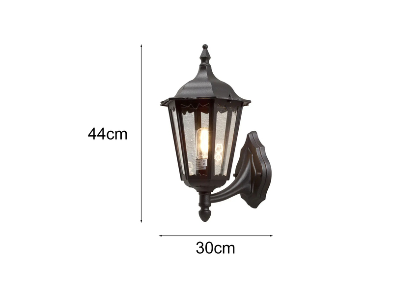 Große LED Außenwandleuchte Laterne stehend aus Aluminium Schwarz, Höhe 44cm