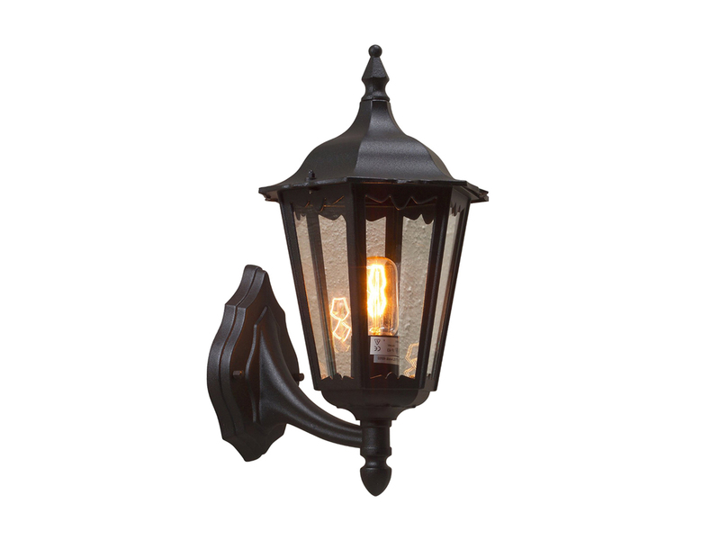 Große LED Außenwandleuchte Laterne stehend aus Aluminium Schwarz, Höhe 44cm