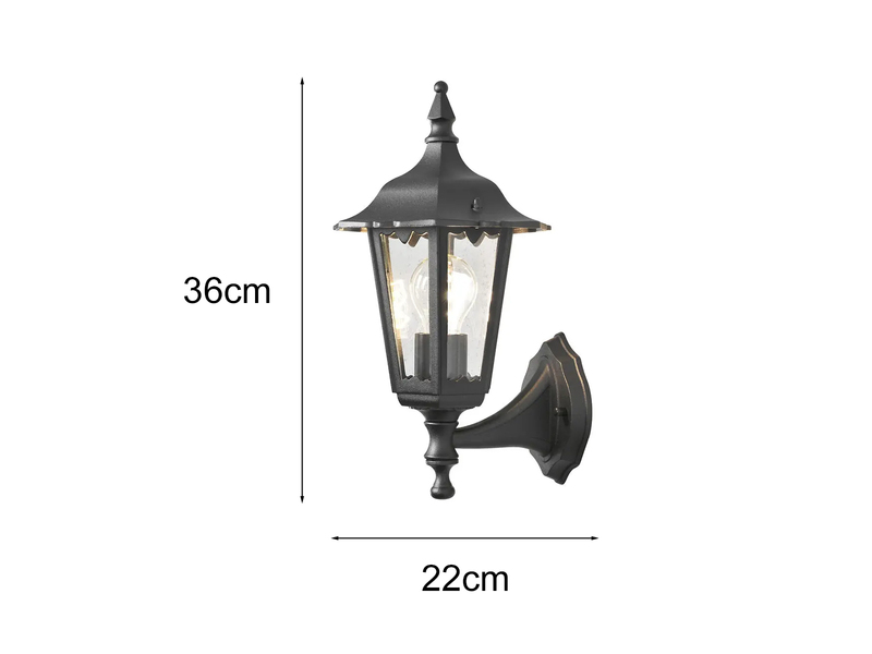 LED Außenwandleuchte antike Laterne stehend aus Aluminium Schwarz, Höhe 36cm