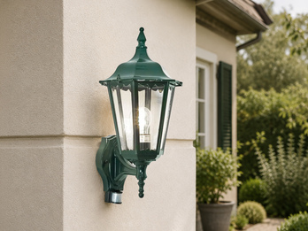 Außenwandleuchte mit Bewegungsmelder, antike E27 LED Wandlaterne, Grün Höhe 48cm Außenwandleuchte mit Bewegungsmelder, antike E27 LED Wandlaterne, Grün Höhe 48cm