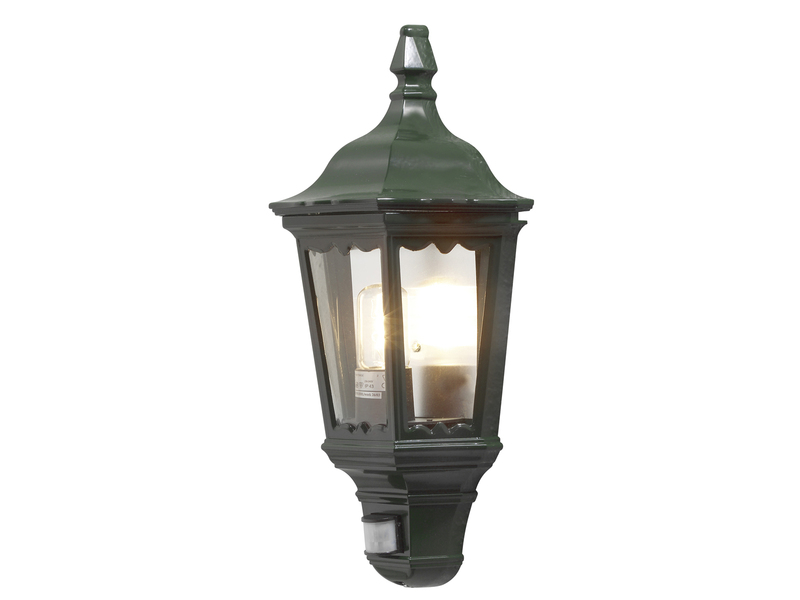 LED Außenwandleuchte mit Bewegungsmelder, Laternen Halbschale, Grün Höhe 49,5cm