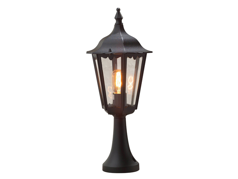 LED Sockelleuchte aus Aluminium Schwarz, antike E27 Gartenlaterne, Höhe 55cm