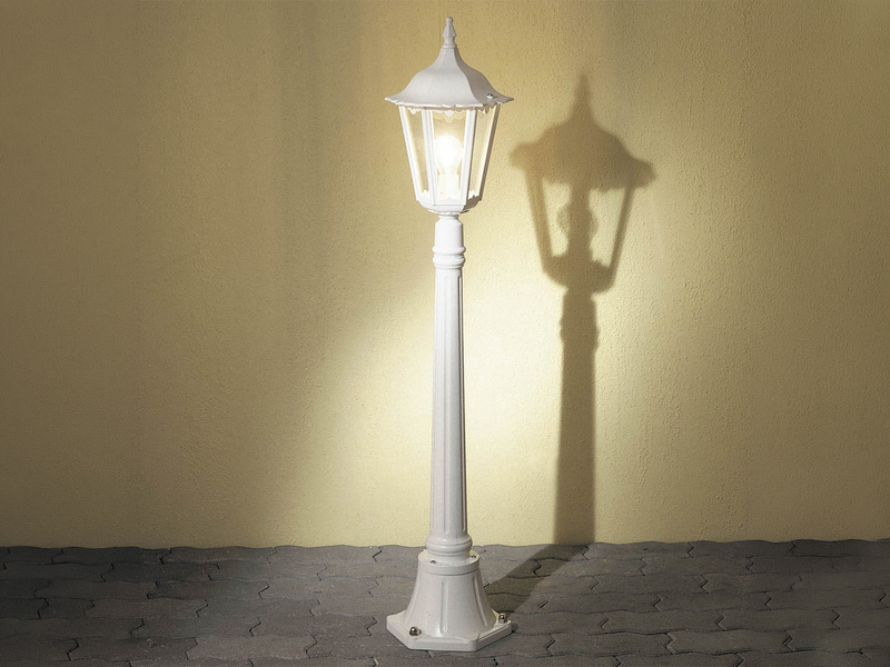 LED Wegeleuchte aus Aluminium Weiß, antike E27 Gartenlaterne, Höhe 120cm
