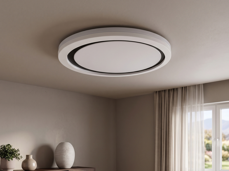 Flache LED Deckenleuchte dimmbar über Schalter Weiß Cappuccino, Ø 50cm