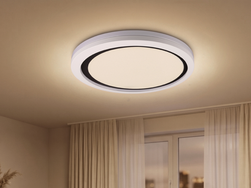 Flache LED Deckenleuchte dimmbar über Schalter Weiß Cappuccino, Ø 50cm