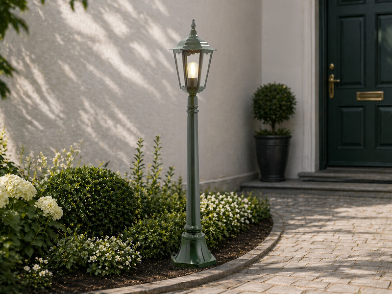 LED Wegeleuchte aus Aluminium Grün antike E27 Gartenlaterne, Höhe 120cm