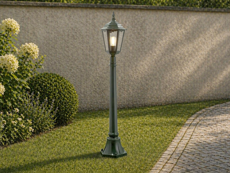 LED Wegeleuchte aus Aluminium Grün antike E27 Gartenlaterne, Höhe 120cm