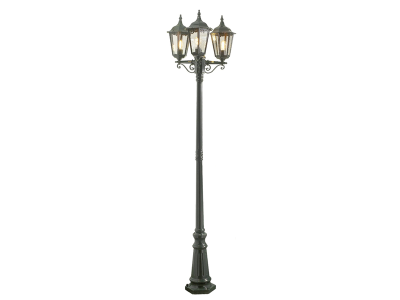 LED Straßenlaterne Aluminium Grün, E27 Gartenlaterne 3-flammig, Höhe 220cm