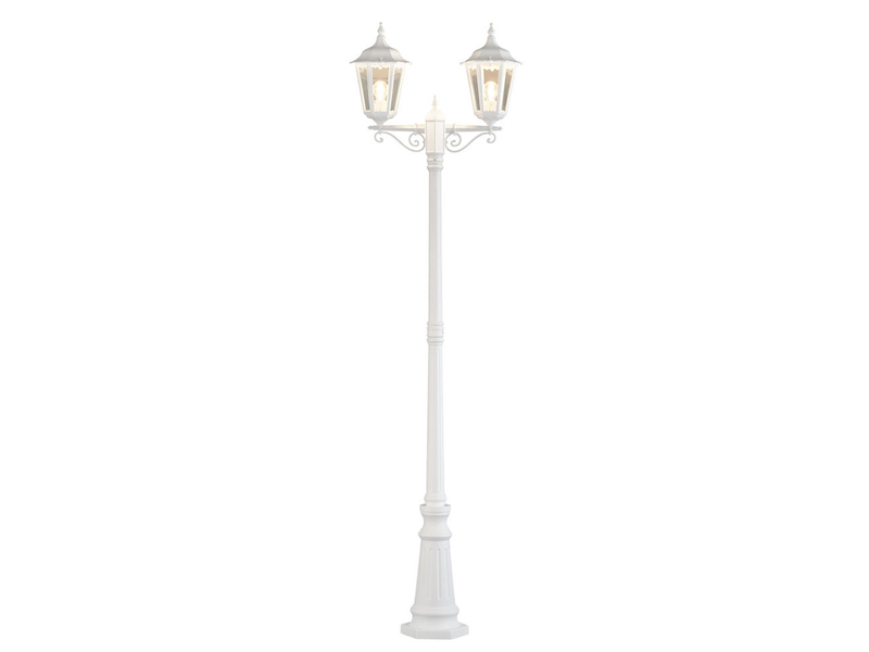 LED Straßenlaterne Aluminium Weiß, E27 Gartenlaterne 2-flammig, Höhe 220cm