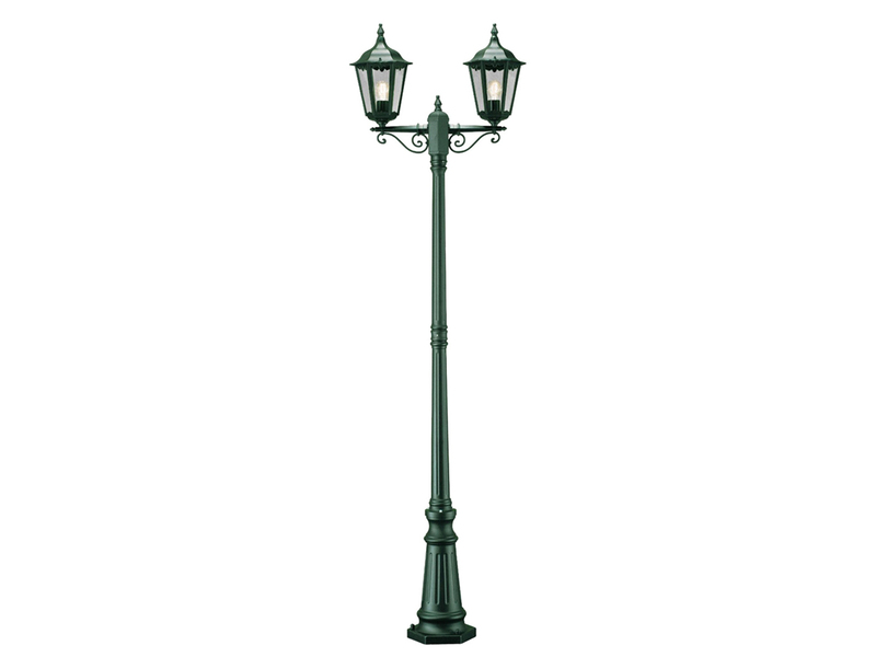 LED Straßenlaterne Aluminium Grün, E27 Gartenlaterne 2-flammig, Höhe 220cm