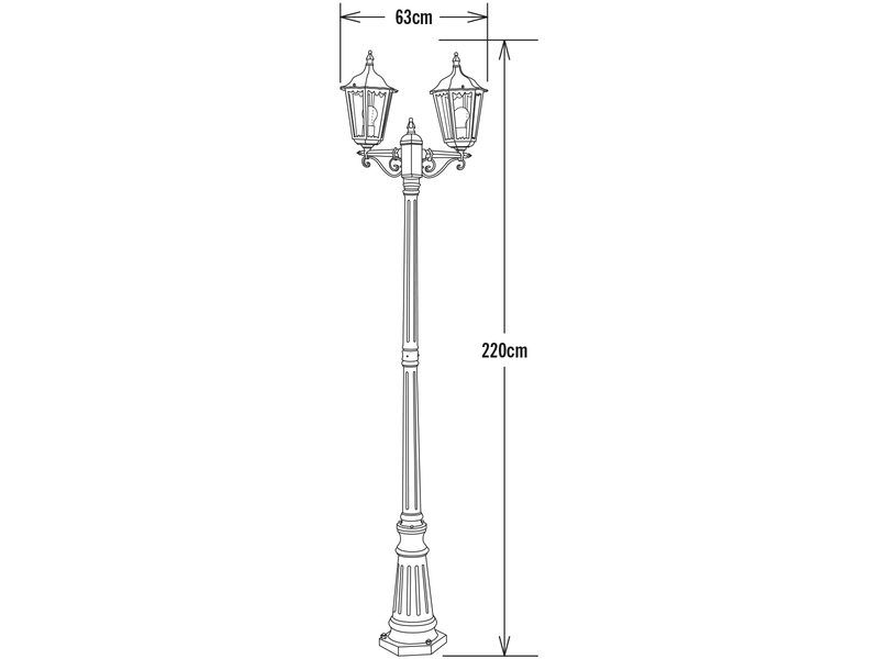LED Straßenlaterne Aluminium Grün, E27 Gartenlaterne 2-flammig, Höhe 220cm