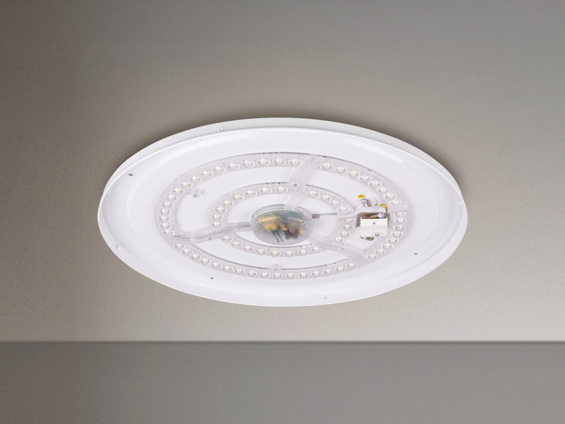 Flache LED Deckenleuchte dimmbar über Schalter Weiß Schwarz, Ø 52,5cm