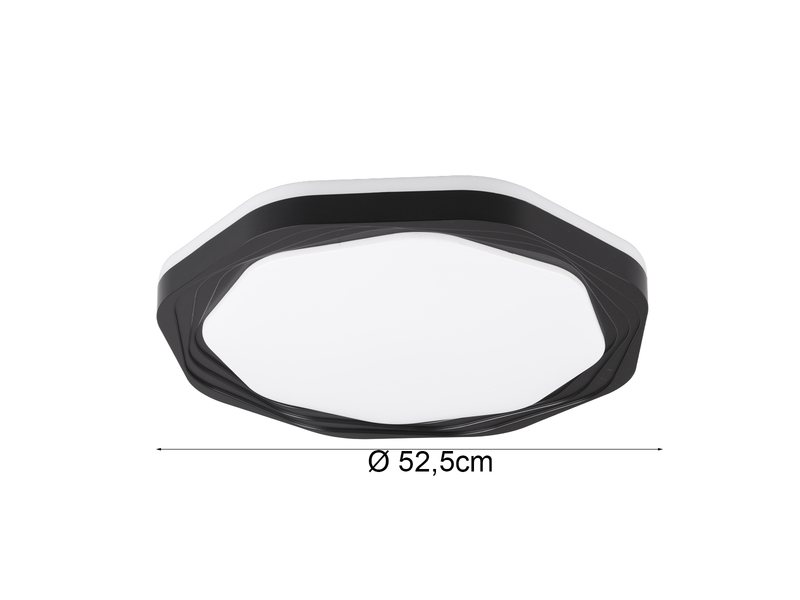 Flache LED Deckenleuchte dimmbar über Schalter Weiß Schwarz, Ø 52,5cm