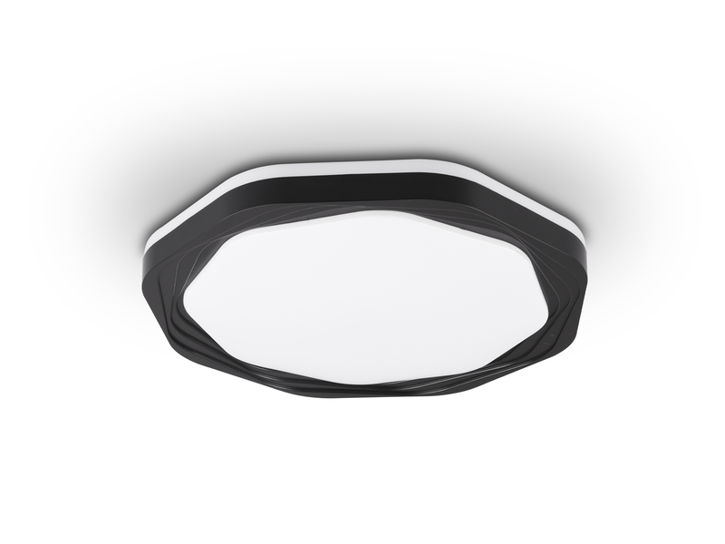 Flache LED Deckenleuchte dimmbar über Schalter Weiß Schwarz, Ø 52,5cm