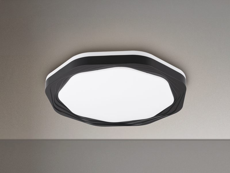 Flache LED Deckenleuchte dimmbar über Schalter Weiß Schwarz, Ø 52,5cm