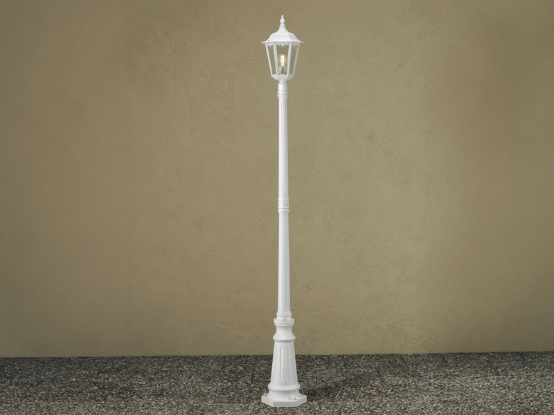 LED Straßenlaterne Aluminium Weiß, E27 Gartenlaterne 1-flammig, Höhe 210cm