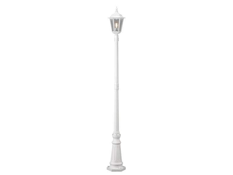 LED Straßenlaterne Aluminium Weiß, E27 Gartenlaterne 1-flammig, Höhe 210cm