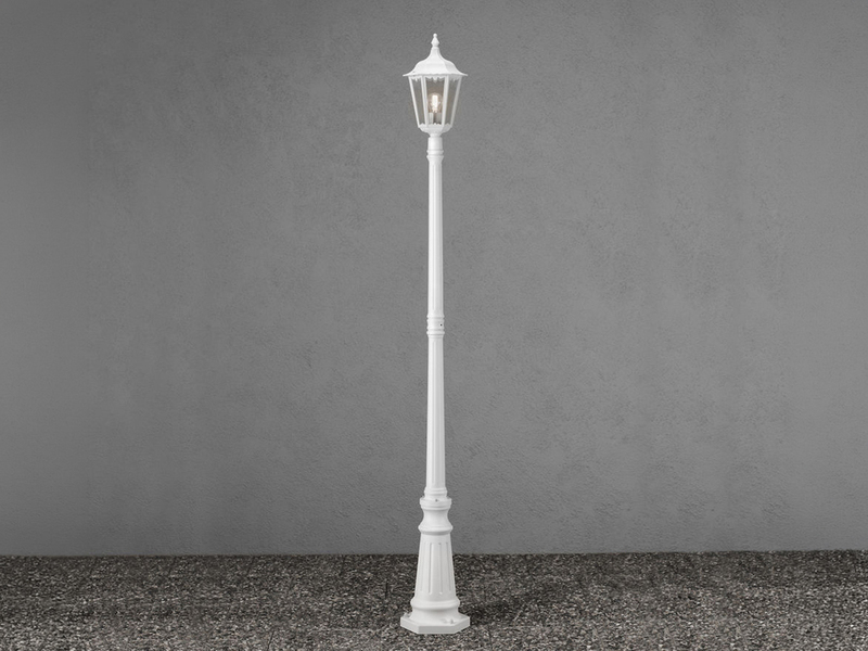 LED Straßenlaterne Aluminium Weiß, E27 Gartenlaterne 1-flammig, Höhe 210cm