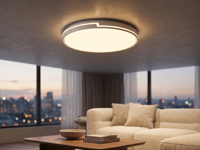 Flache LED Deckenleuchte dimmbar über Schalter Weiß Silber, Ø 49cm