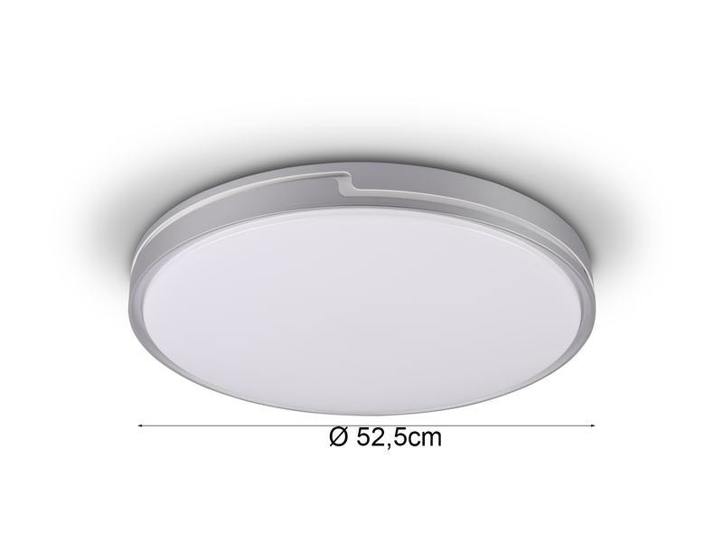 Flache LED Deckenleuchte dimmbar über Schalter Weiß Silber, Ø 49cm