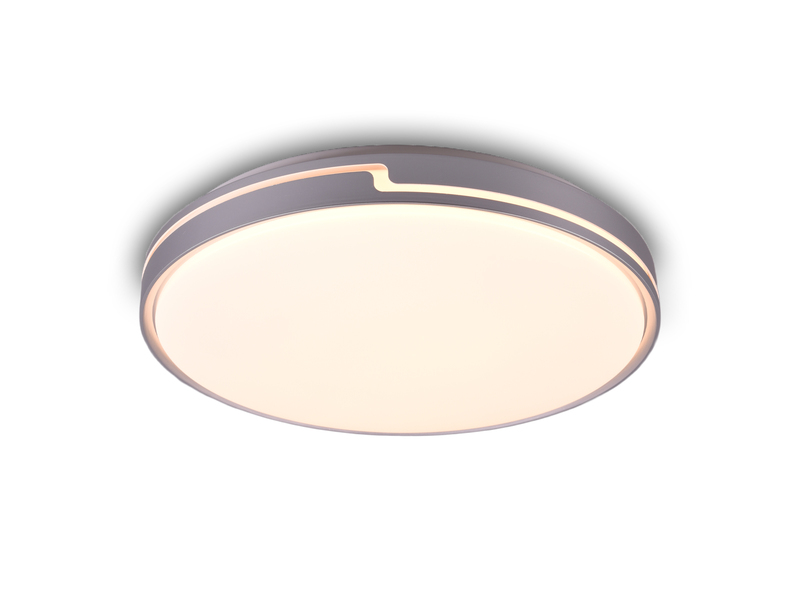 Flache LED Deckenleuchte dimmbar über Schalter Weiß Silber, Ø 49cm