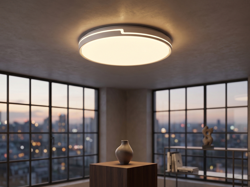 Flache LED Deckenleuchte dimmbar über Schalter Weiß Silber, Ø 49cm