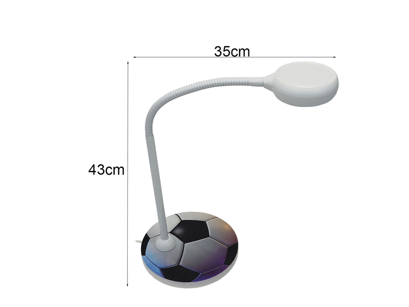 Kinder Schreibtischleuchte Fußball Schwarz Weiß mit Flexarm, Höhe 43cm