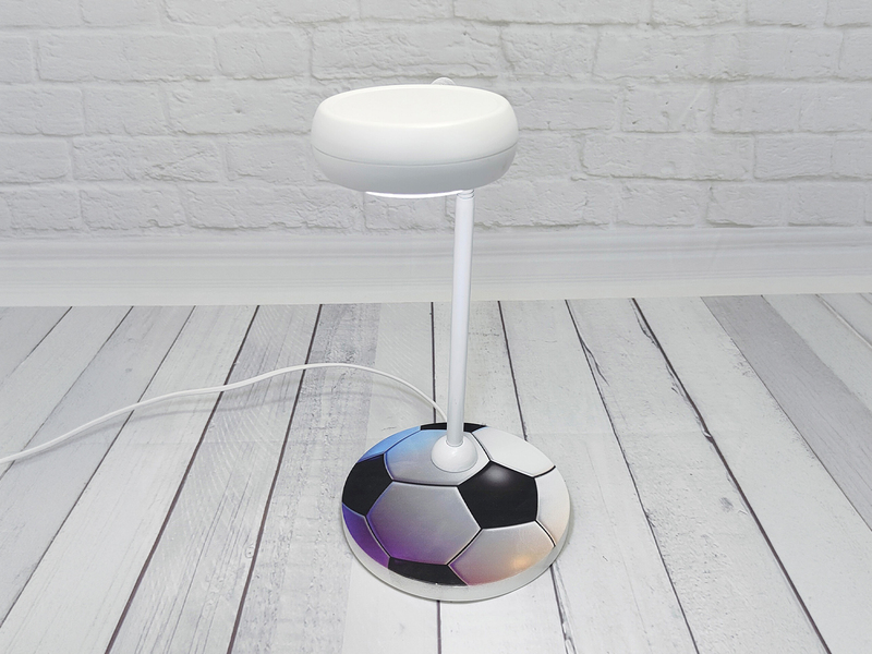 Kinder Schreibtischleuchte Fußball Schwarz Weiß mit Flexarm, Höhe 43cm
