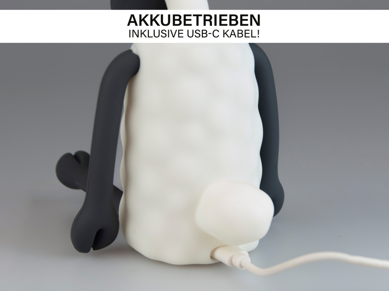 Nachtlicht SHAUN DAS SCHAF per USB aufladbar, dimmbar, 7 Lichtfarben, Höhe 14cm