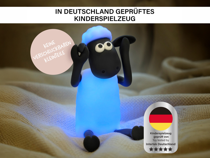 Nachtlicht SHAUN DAS SCHAF per USB aufladbar, dimmbar, 7 Lichtfarben, Höhe 14cm