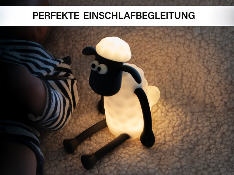 Nachtlicht SHAUN DAS SCHAF per USB aufladbar, dimmbar, 7 Lichtfarben, Höhe 14cm