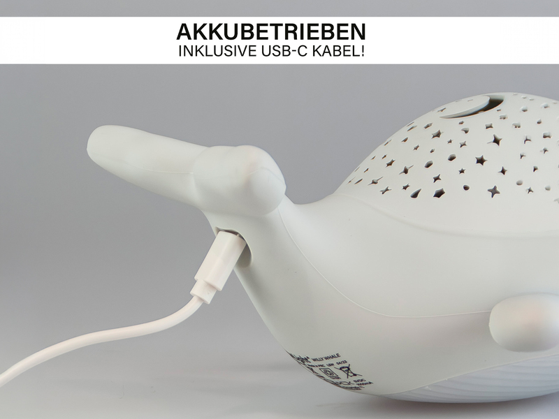 Akku Nachtlicht WILLY WHALE per USB aufladbar, dimmbar, Sternenhimmel, Höhe 14cm