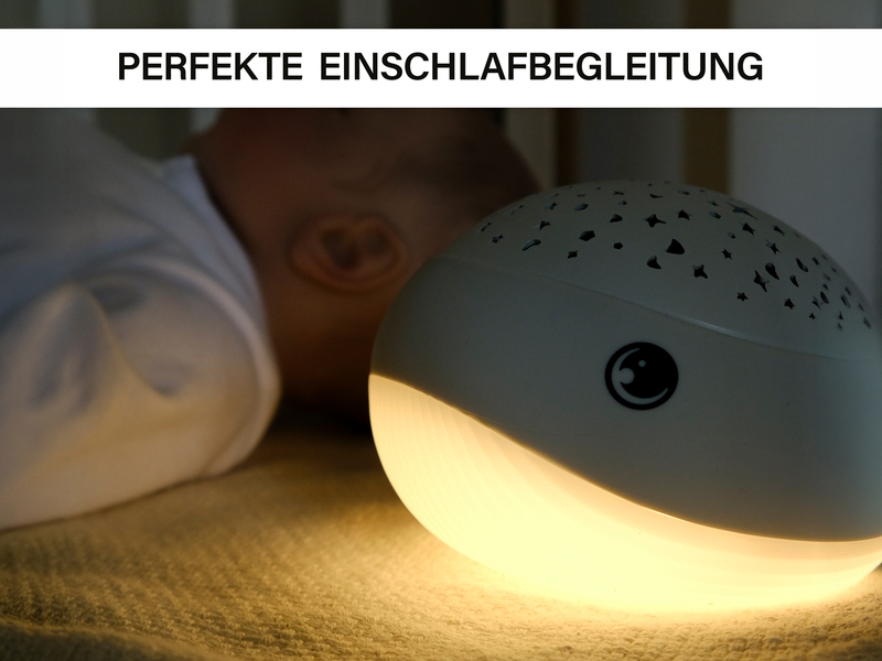 Akku Nachtlicht WILLY WHALE per USB aufladbar, dimmbar, Sternenhimmel, Höhe 14cm