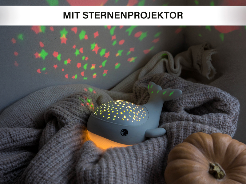 Akku Nachtlicht WILLY WHALE per USB aufladbar, dimmbar, Sternenhimmel, Höhe 14cm