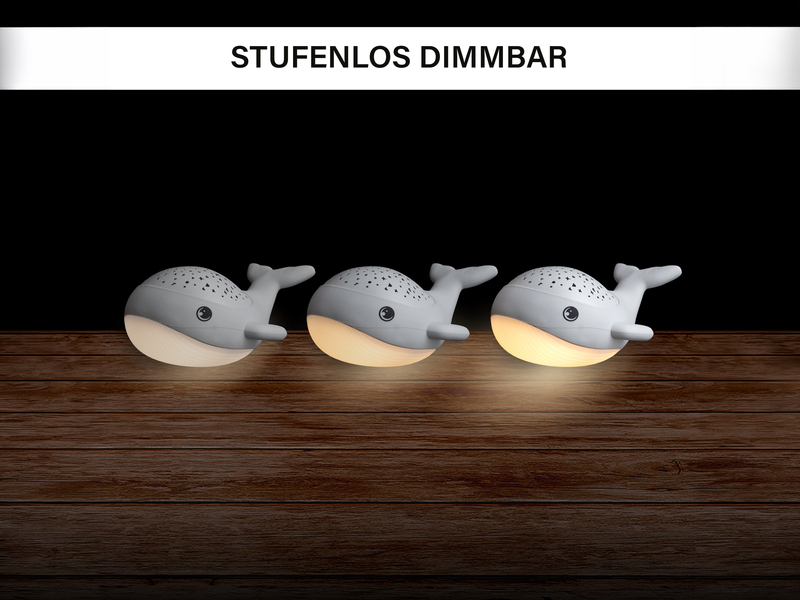 Akku Nachtlicht WILLY WHALE per USB aufladbar, dimmbar, Sternenhimmel, Höhe 14cm